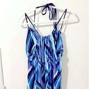 Multicolor blue print Boho summer maxi dress